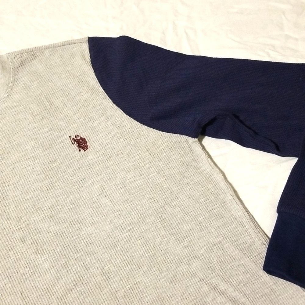 U.S. Polo Assn. Men's Small Thermal Crew Top Waffle Knit Long Sleeve Sleep Shirt